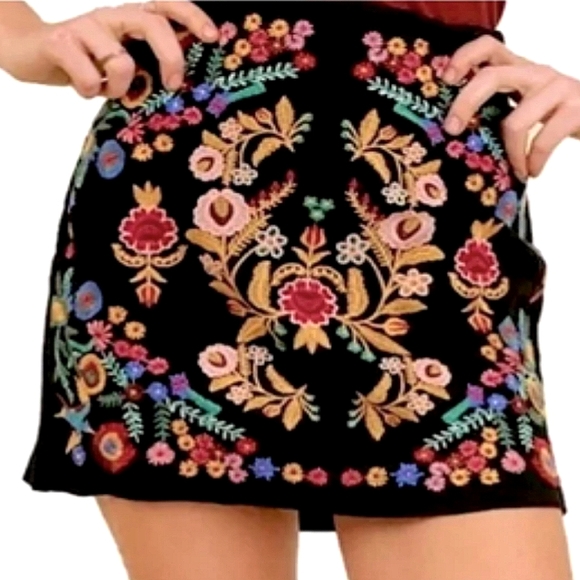 Umgee Dresses & Skirts - Cotton Embroidered Mini Skirt